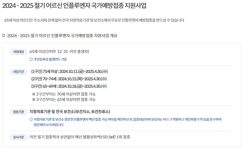 인플루엔자 국가예방접종 지원사업