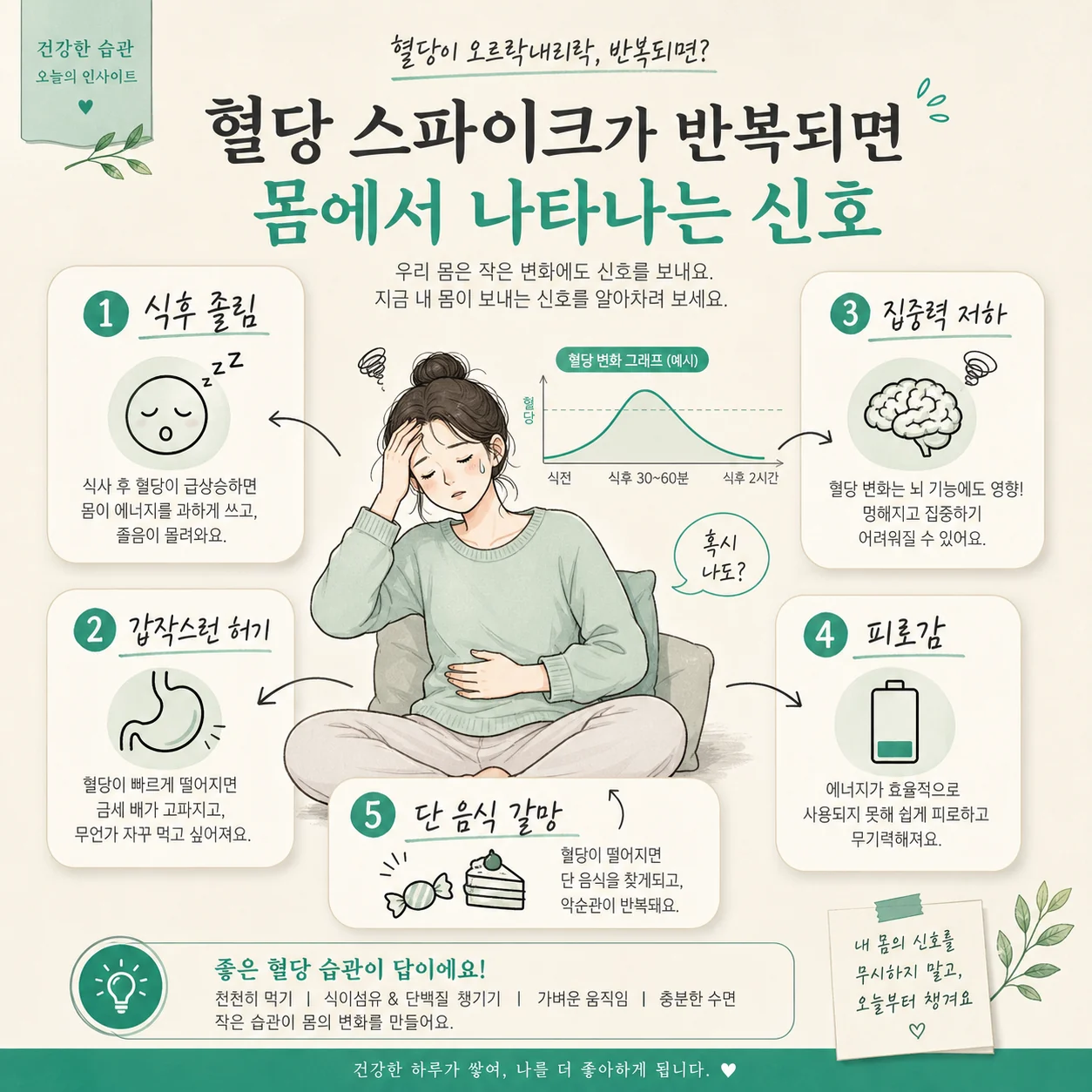 글의 식사 후 쏟아지는 강력한 졸음과 피로 이미지