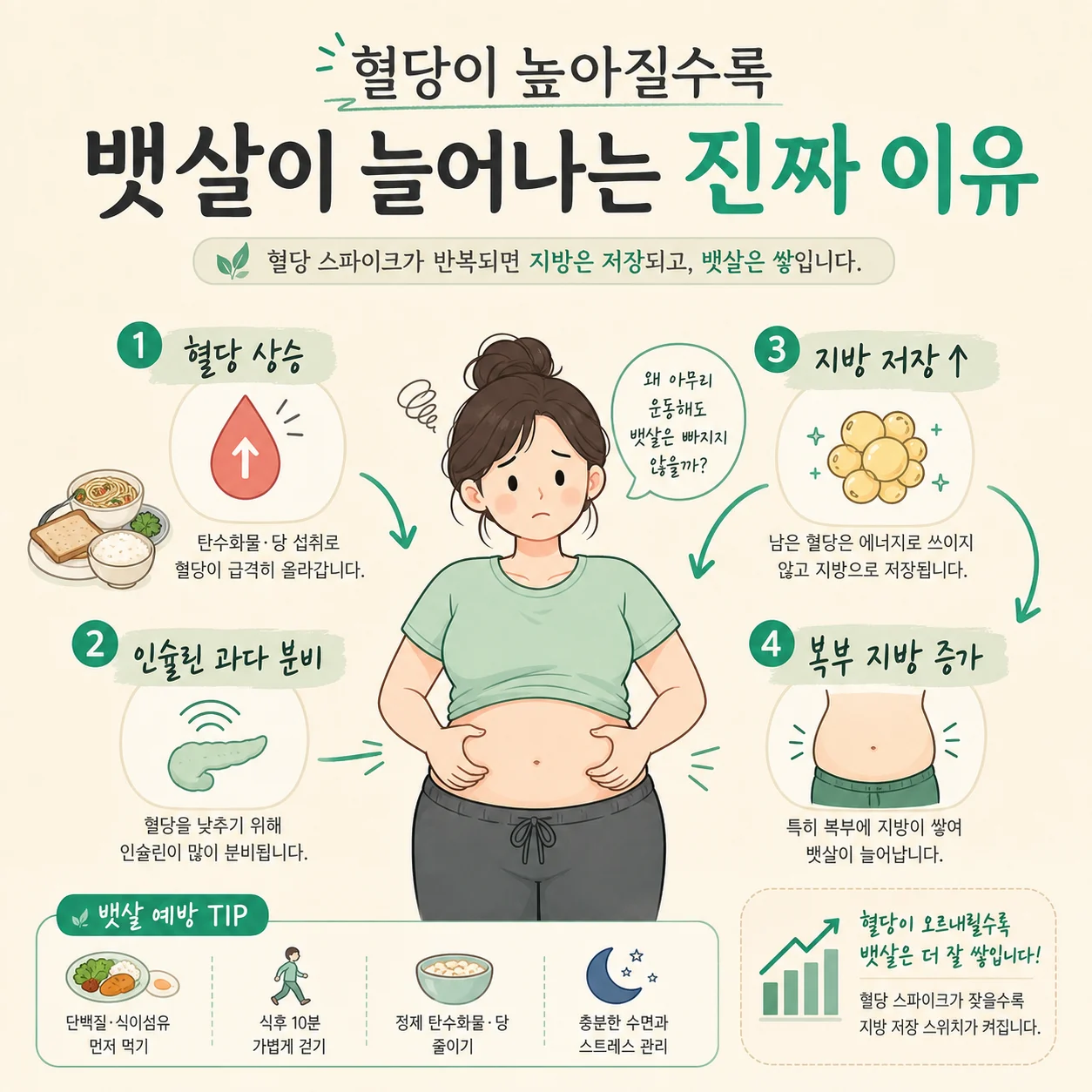 글의 혈당과 복부 지방의 밀접한 관계 이미지
